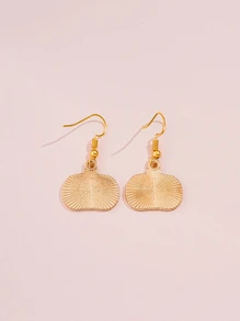 一对令人毛骨悚然的极简主义橙色滴油锌合金南瓜耳环，适合万圣节佩戴 - 金色 - 查看 3