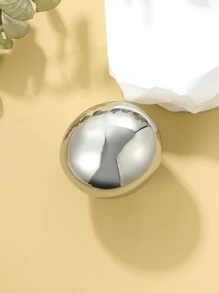 1pc Exaggerated Fashionable Stainless Steel Large Shiny Ball Shaped Women's Ring For Festival Gift And Party - Silver - View 3