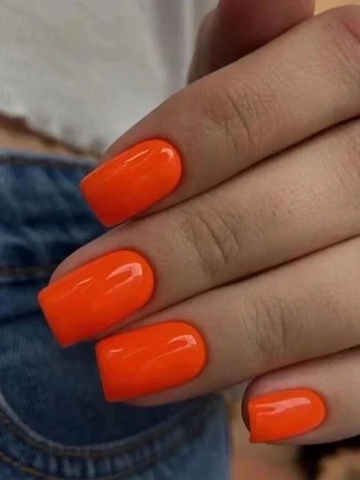 Express Your Love With 24pcs Short Square Solid Full Cover Press On Fake Nail Kit Press On Nails Nail Supplies