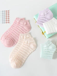 5pairs/set Women's Summer Ultra-thin Mesh Breathable Short Socks, Cute Colorful Ankle Socks