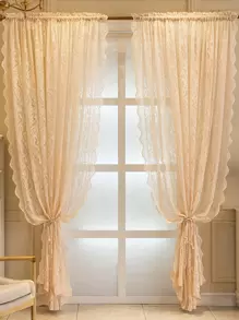 1 Stück romantischer transparenter Spitzenperlenvorhang, rustikaler Stil für Schlafzimmer und Wohnzimmer