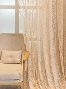 1 Stück romantischer transparenter Spitzenperlenvorhang, rustikaler Stil für Schlafzimmer und Wohnzimmer