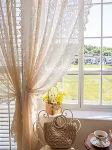1 Stück romantischer transparenter Spitzenperlenvorhang, rustikaler Stil für Schlafzimmer und Wohnzimmer