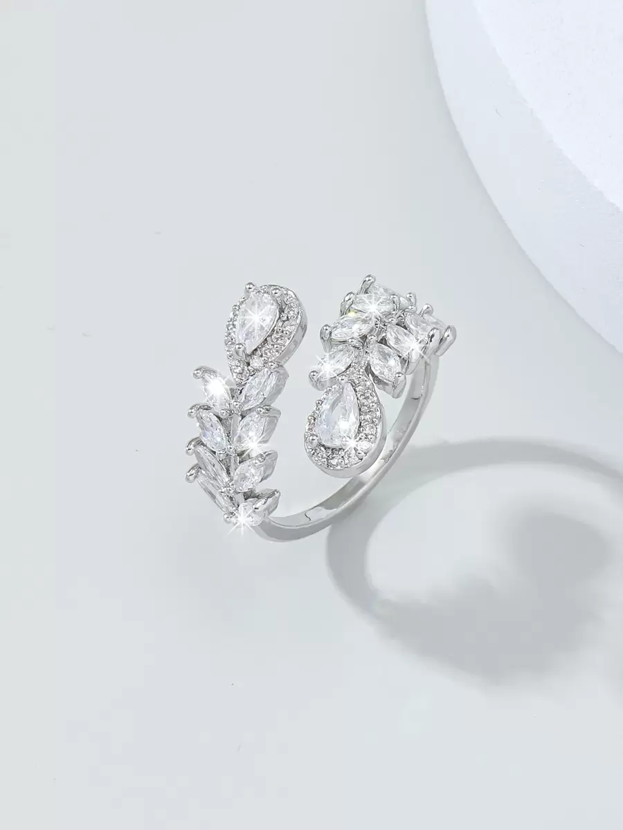 1 pieza Anillo de mujer elegante con circonita cúbica en forma de lágrima, adecuado para uso diario, boda y fiesta