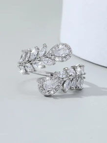 1 pieza Anillo de mujer elegante con circonita cúbica en forma de lágrima, adecuado para uso diario, boda y fiesta