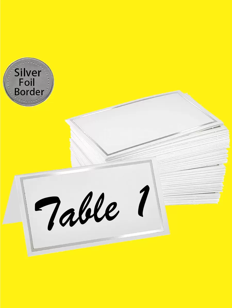10pcs Place Cards for Table Setting, foil location card, suitable for weddings, tables, dinner parties, and seat cards - Silver - View 1