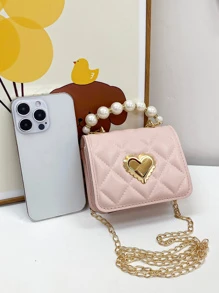 Mini Fashionable Pérola Falsa Bolsa - Rosa - Ver 2