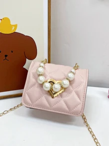 Mini Fashionable Pérola Falsa Bolsa - Rosa - Ver 3