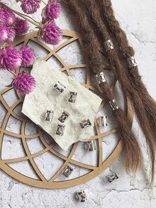 18入組髮飾 Loc 女用辮子髮飾，辮子珠金屬髮夾裝飾銀色（多種款式）-style5 - 銀色 - 查看 6