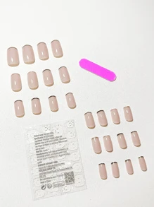 Thể hiện tình yêu của bạn với 24 chiếc Bộ móng tay giả hình vuông ngắn kiểu Pháp - Nhiều màu - Xem 3