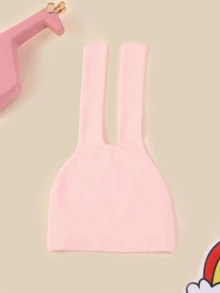 婴儿针织帽，粉色长耳柔软舒适简约帽 - 粉色 - 查看 1