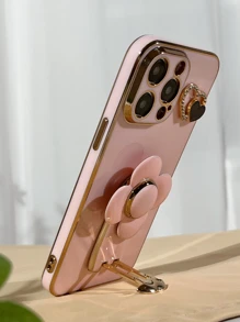 心形电镀抗压底座+支架系列，兼容 11/12/13/14/15 Pro Max、三星S22/23/24+、A04/A05/A14/A15/A24/A25/A34/A54、OPPO Reno、Realme、vivo、Redmi 13C+，防水防震防摔防刮，国际版，非国内版。 - 粉色 - 查看 2