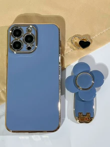 Heart Shaped Metal Phone Holder & Air Cushion Set Compatible With Apple  11/12/13/14/15 Pro Max,  S22/23/24+, OPPO Reno, Realme, VIVO, Redmi And
