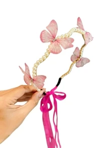 1入組時尚蝴蝶和珍珠裝飾髮帶