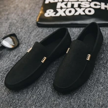 一對男士萬能便鞋（備註：尺碼較小，建議增加一個尺碼訂購），滑步式設計，柔軟鞋頭和防滑鞋底，適用於休閑工作聚會，帶扣通風運動優雅款式，戶外駕車鞋 - 黑色 - 查看 8