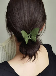 2 chiếc Kẹp tóc thiết kế hình con bướm đơn giản màu trơn - Nhiều màu - Xem 4