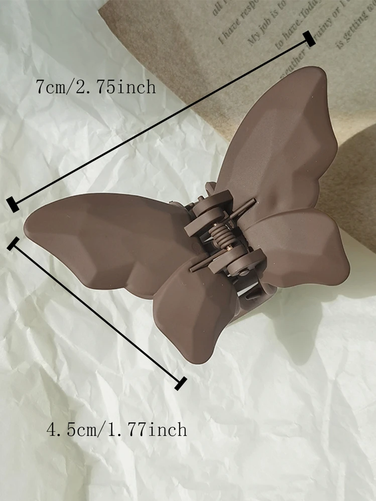 蝶のデザインのシンプルなソリッドカラーのヘア爪クリップ 2 個 - マルチカラー - 見る 2
