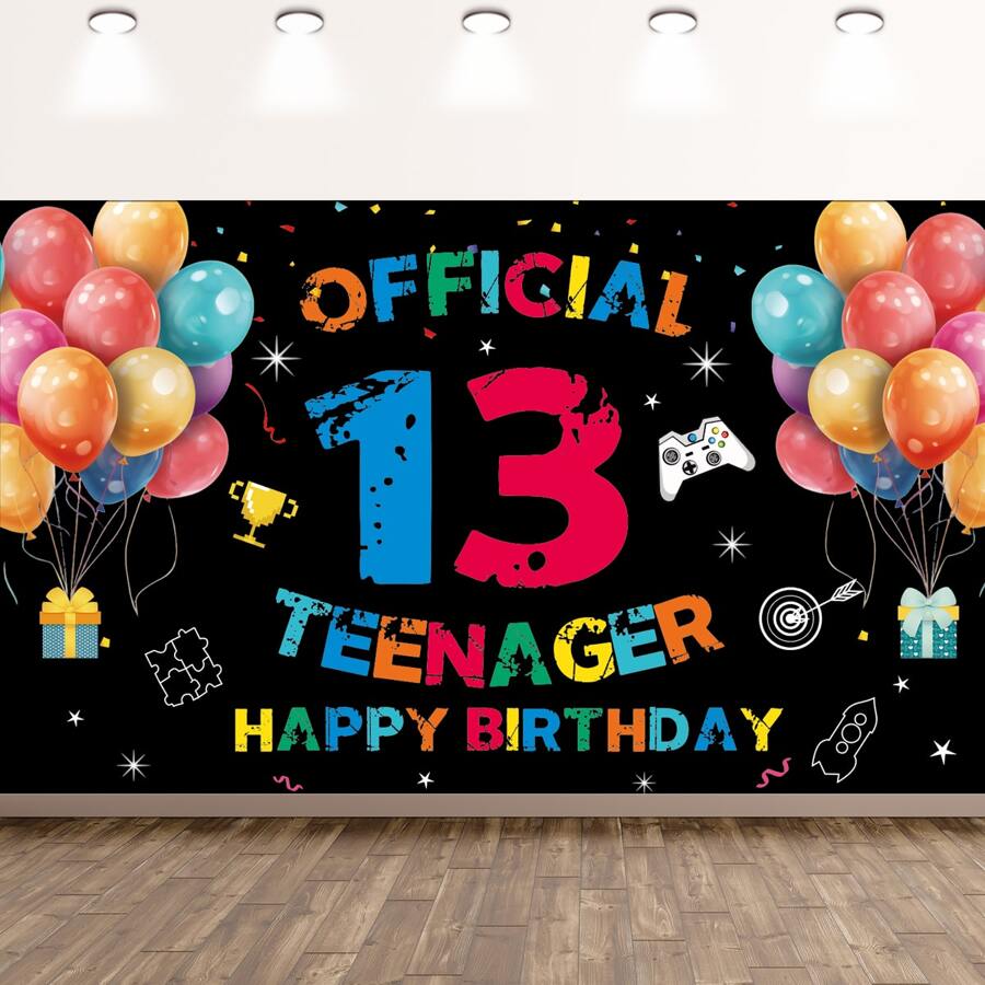 Dienalls 6x4ft Official Teenager 13th Birthday Backdrop Banner - Multicolor - View 1