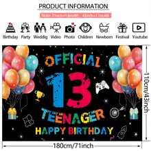 Dienalls 6x4ft Official Teenager 13th Birthday Backdrop Banner - Multicolor - View 2