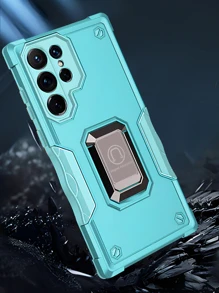 國旗+汽車座架+支架保護殼，適用於蘋果15 Pro Max/14/13/12/11 Pro Max，三星S24U/S23/S22/S21/S20FEU/A14/A25/A55/A24/A34/A52，華為/Oppo/Vivo/Moto/小米/紅米Note 13 Pro/Honor X8/X9系列 - 青碧色 - 查看 2