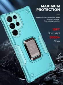 國旗+汽車座架+支架保護殼，適用於蘋果15 Pro Max/14/13/12/11 Pro Max，三星S24U/S23/S22/S21/S20FEU/A14/A25/A55/A24/A34/A52，華為/Oppo/Vivo/Moto/小米/紅米Note 13 Pro/Honor X8/X9系列 - 青碧色 - 查看 5