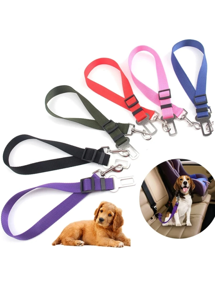 1入組可調節寵物狗貓汽車安全帶寵物座椅汽車狗背帶牽引夾安全桿牽引狗項圈 - 黑色 - 查看 1
