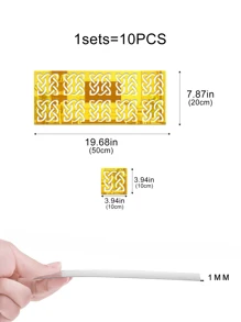 10pcs/pack Patterned Acrylic Mirror Waistline Wall Stickers - Gold - View 6