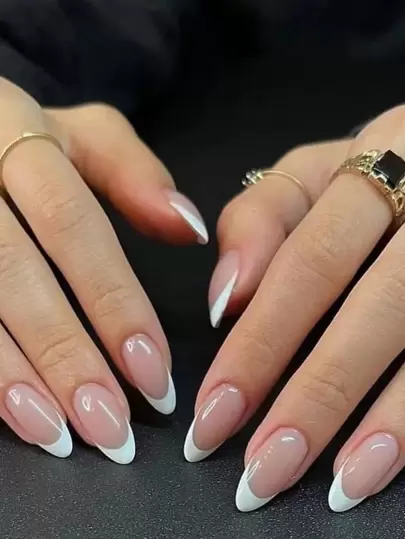 Upgrade Your Look With 24pcs Long Almond French Style Full Cover Fake Nail Kit Never Go Out Of Style Press On Nails Nail Supplies