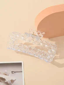 1 cái 13cm Phong Cách Mới Trong Suốt Vuông Cực Lớn Kẹp Tóc - Trong sáng - Xem 2