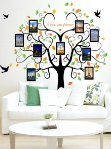 4pcs Large Family Tree Wall Sticker, Photo Frame Wall Decal for Living Room Bedroom Decoration - Multicolor - View 1