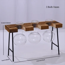 1 件裝植物繁殖站桌面空氣植物玻璃容器、玻璃花盆燈泡玻璃花瓶帶木架繁殖站適用於水耕植物家庭辦公室花園裝飾 - 棕色 - 查看 9