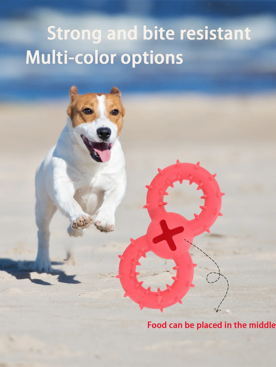 1pc Red Number Eight Shaped Pet Chew Toy Ring For Dog And Cat For Training And Playing - Red - View 1