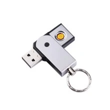 Ultra-thin Usb Tungsten Wire Lighter Keychain - Silver - View 4