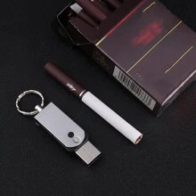 Ultra-thin Usb Tungsten Wire Lighter Keychain - Silver - View 3
