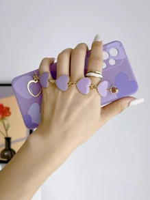 Heart Pattern Phone Case With Hand Strap Compatible With IPhone15/15Plus/15Pro/15Promax - Multicolor - View 5