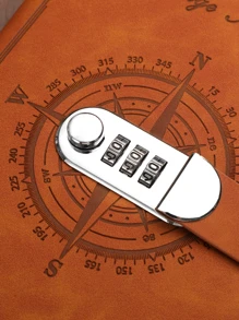 A5 200頁2023年復古密碼本帶鎖日記鉤定器加厚創意手寫簿學生記事本文具 - 藍色 - 查看 6