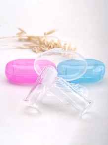 1入組矽膠寵物牙刷盒軟指牙刷狗牙刷套裝呼吸牙齒護理工具狗牙齒清潔用品 - 無色 - 查看 1