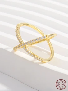 1pc Gorgeous Creative Romantic Elegant Personalized 925 Silver Artificial Ring For Women Dating Gift - Gold - View 3