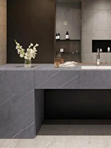 Màu xám mờ bằng đá cẩm thạch Giấy tiếp xúc Bóc và dính Mặt bàn Giấy dán tường PVC có thể tháo rời Cuộn giấy dán tường tự dính không thấm nước cho tủ bếp Kệ ngăn kéo Lót - Màu Xám nhạt - Xem 4