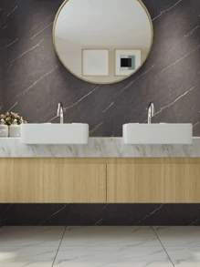 Màu xám mờ bằng đá cẩm thạch Giấy tiếp xúc Bóc và dính Mặt bàn Giấy dán tường PVC có thể tháo rời Cuộn giấy dán tường tự dính không thấm nước cho tủ bếp Kệ ngăn kéo Lót - Màu Xám nhạt - Xem 3