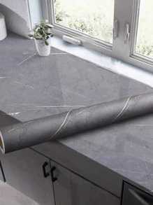 Màu xám mờ bằng đá cẩm thạch Giấy tiếp xúc Bóc và dính Mặt bàn Giấy dán tường PVC có thể tháo rời Cuộn giấy dán tường tự dính không thấm nước cho tủ bếp Kệ ngăn kéo Lót - Màu Xám nhạt - Xem 2