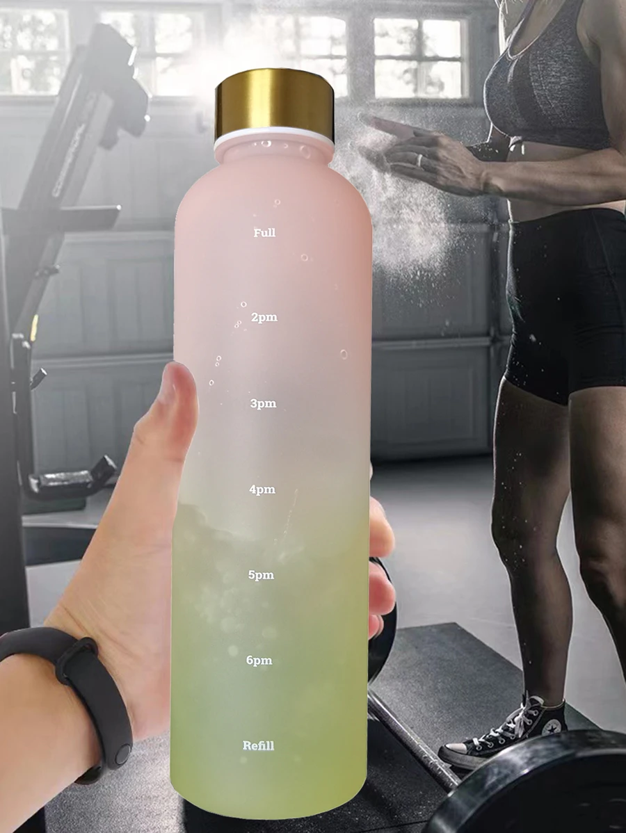 1件 1000ML 戶外運動水壺,適用女性/男性,1000ml 黑色極具吸引力的漸層色水杯,大容量塑膠便攜水杯,適合戶外健身露營便攜旅行杯 - 淺粉色 - 查看 1
