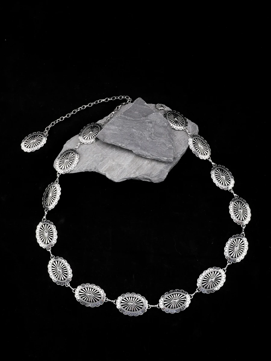 紋理質感金屬腰鏈 - 銀色 - 查看 1