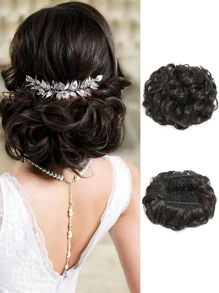 Claw Clip Messy Bun Hair Piece Wavy Curly Hair Bun Clip In Claw Chignon Ponytail Hairpieces Synthetic Tousled Updo Hair Extensions Scrunchie Hairpiece For Women