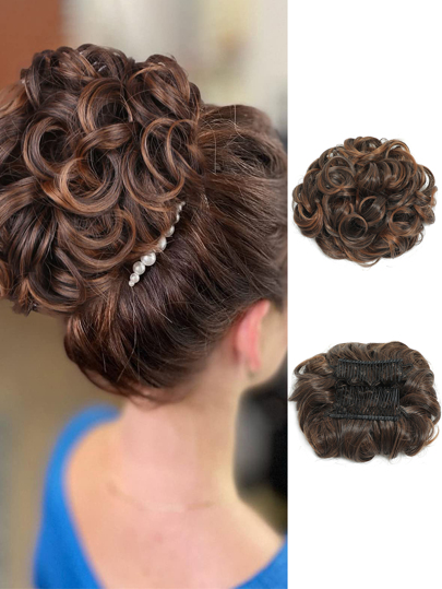 Claw Clip Messy Bun Hair Piece Wavy Curly Hair Bun Clip In Claw Chignon Ponytail Hairpieces Synthetic Tousled Updo Hair Extensions Scrunchie Hairpiece For Women