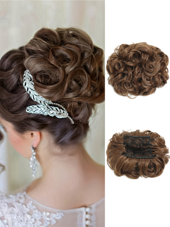 Claw Clip Messy Bun Hair Piece Wavy Curly Hair Bun Clip In Claw Chignon Ponytail Hairpieces Synthetic Tousled Updo Hair Extensions Scrunchie Hairpiece For Women