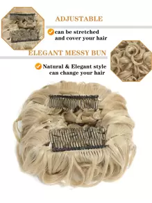 Claw Clip Messy Bun Hair Piece Wavy Curly Hair Bun Clip In Claw Chignon Ponytail Hairpieces Synthetic Tousled Updo Hair Extensions Scrunchie Hairpiece For Women - Multicolor - View 6