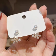 Bông tai trang trí hoa & rhinestone trang trí ngọt ngào thời trang cho phụ nữ - Vàng - Xem 8