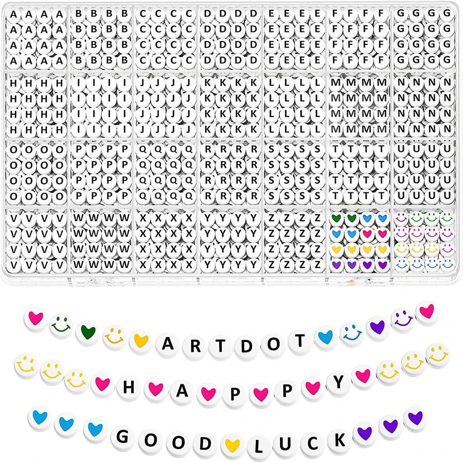 Set 28 cuadro alfabeto , con corazón & emoji con cuenta - Multicolor - Ver 1