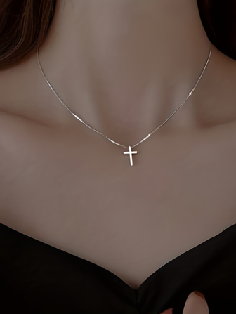 17KM 1 pieza Collar simple colgante Cruz , dama vacación & fecha regalo
